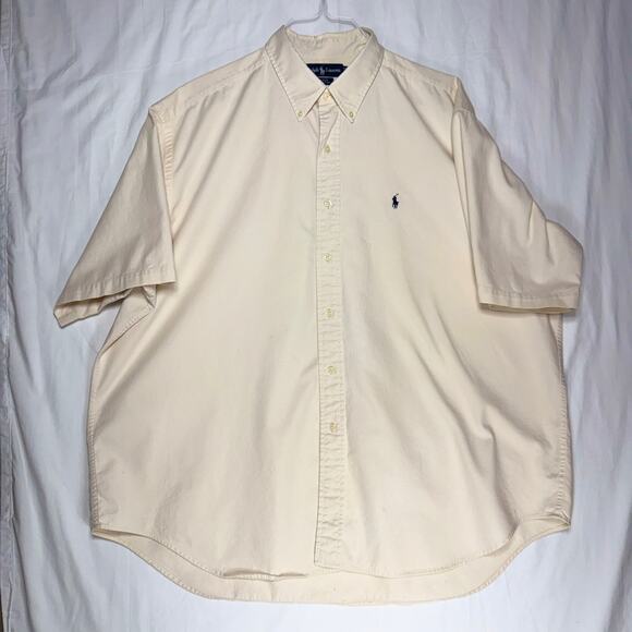 Ralph Lauren Mens Short Sleeve Shirt Ivory Off White XXL - Picture 2 of 8